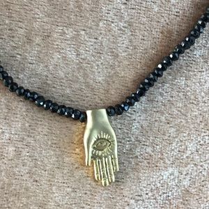 Pascale onyx bead choker with gold pendant